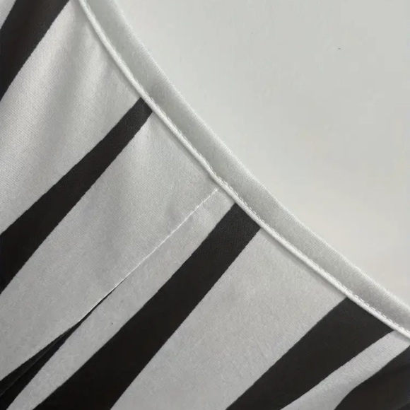 New Abstract Geo Print Maxi Dress Sleeveless Spaghetti Strap Black White Stripe - Picture 7 of 9